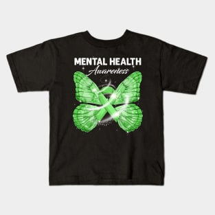 Mental Health Awareness Butterfly Kids T-Shirt